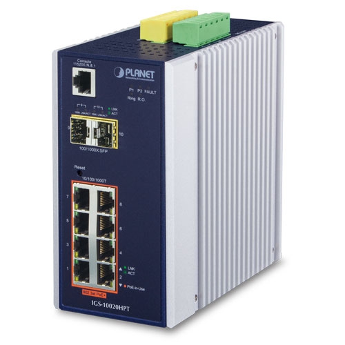 Planet-IGS-10020HPT-Industrial-8-port-10/100/1000T-802.3at-PoE+2-port-1G/2.5G-SFP-Managed-Switch-Environmentally-Hardened-Design-ikeja-lagos-computervillage-alaba-arena-oshodi-abuja-nigeria-distributor