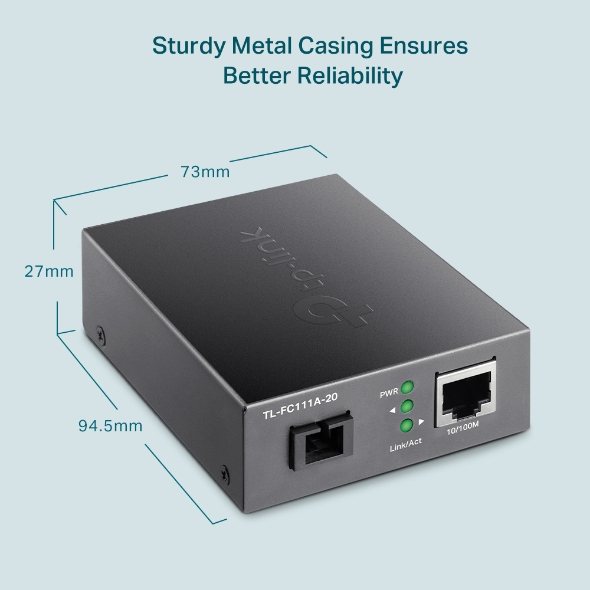 TP-LINK TL-FC111A-20 | 10/100 Mbps WDM SFP to RJ45 Fiber Media Converter - Image 2
